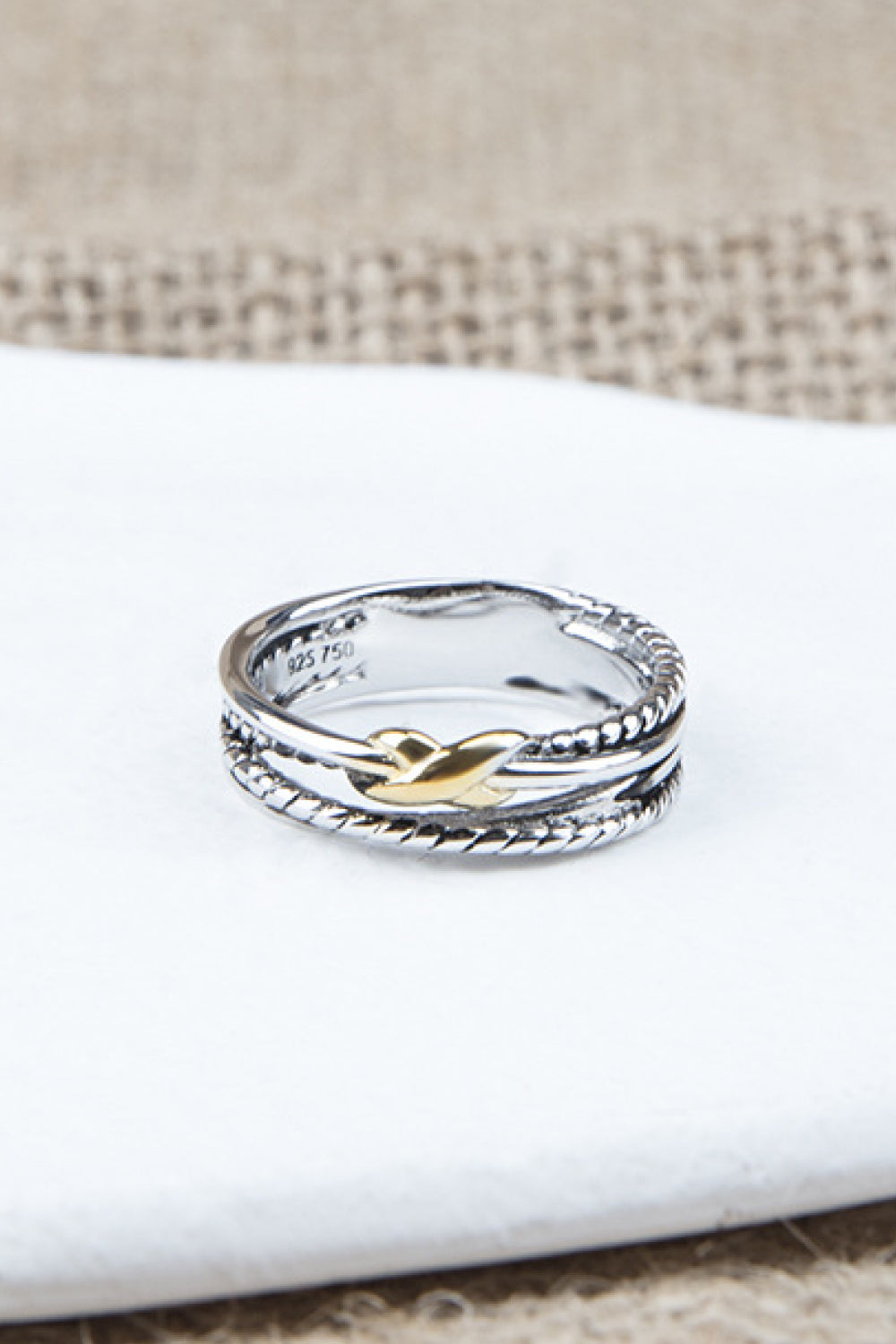 Crisscross Detail Copper Ring