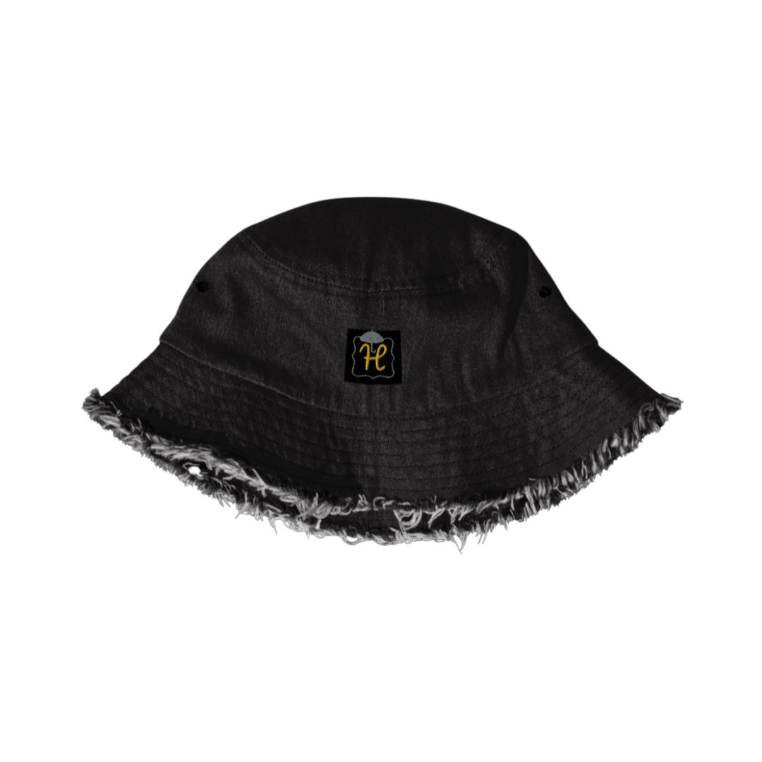 Distressed denim bucket hat