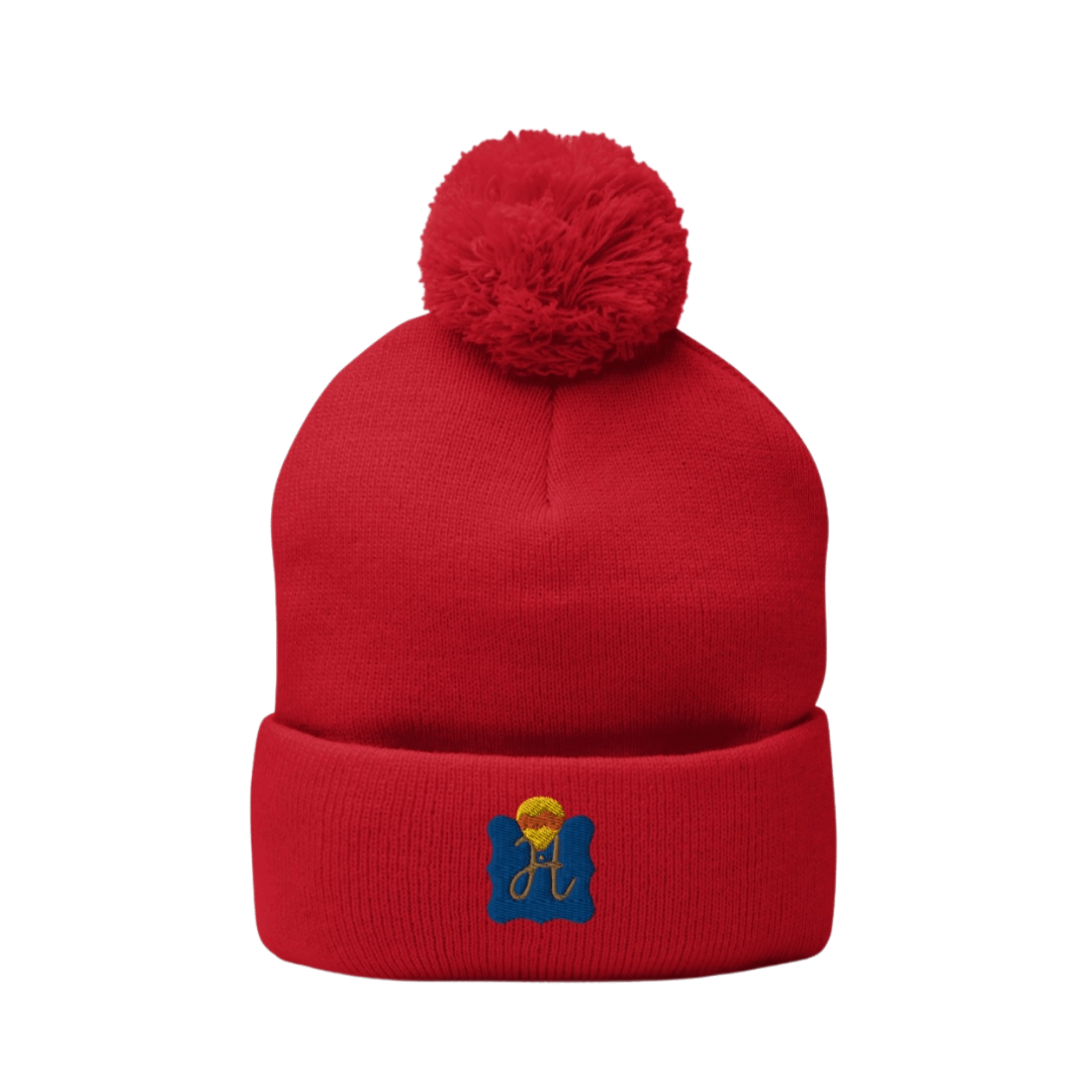 Red Pom-Pom Beanie