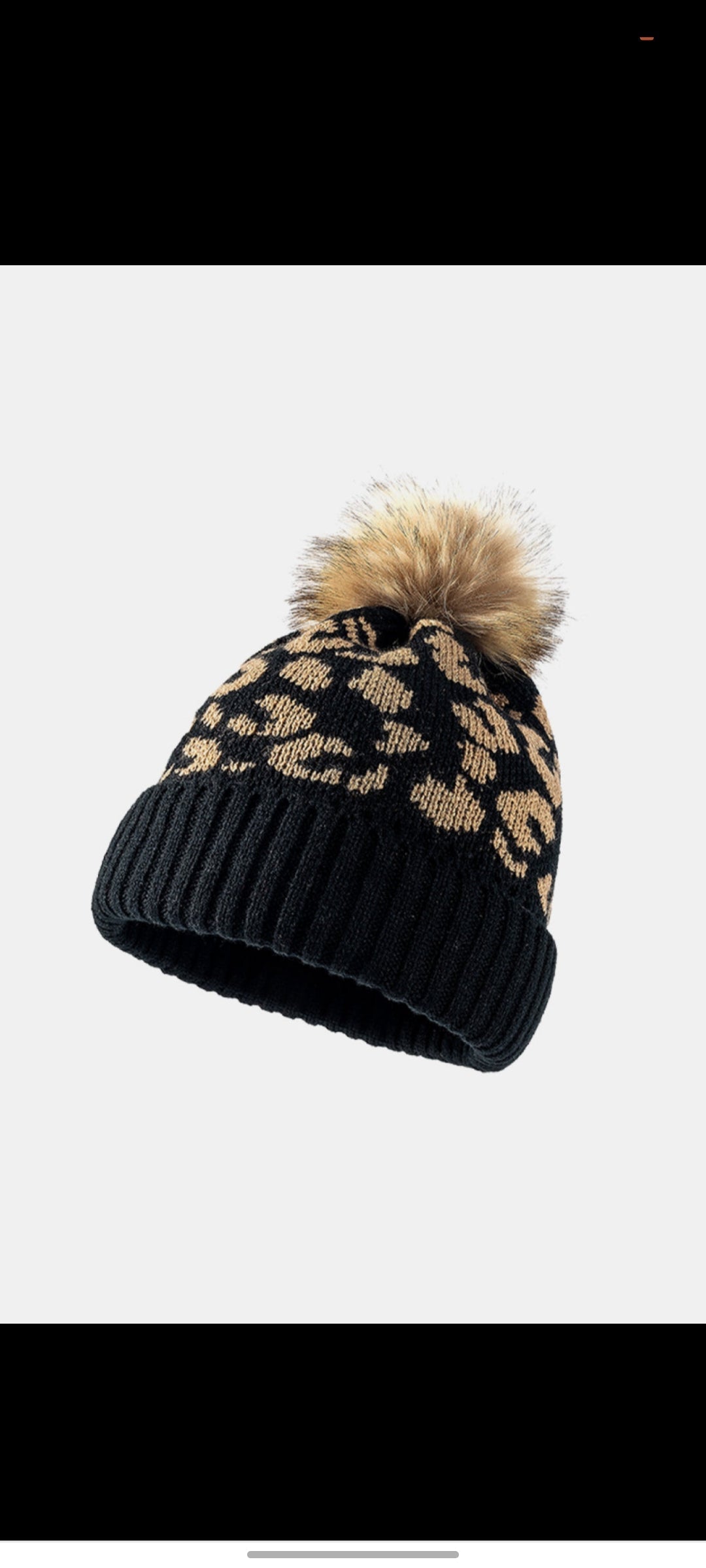 Leopard Pom-Pom Cuffed Beanie
