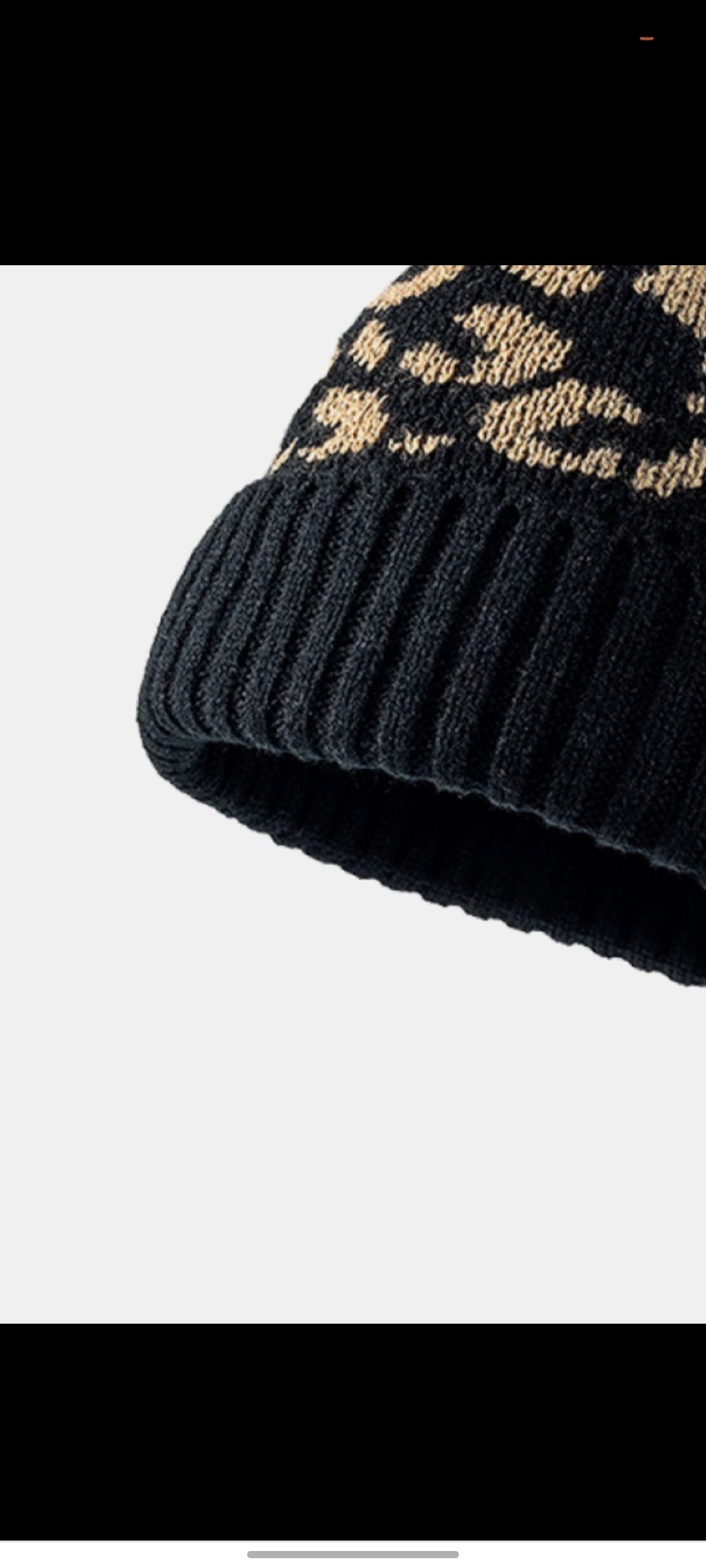 Leopard Pom-Pom Cuffed Beanie