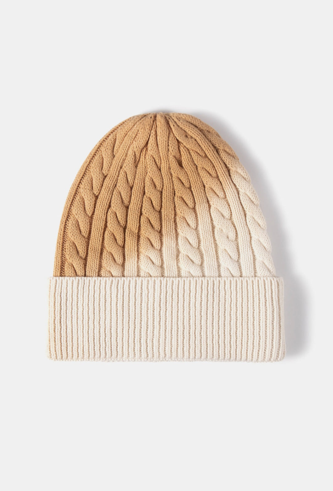 Contrast Tie-Dye Cable-Knit Cuffed Beanie