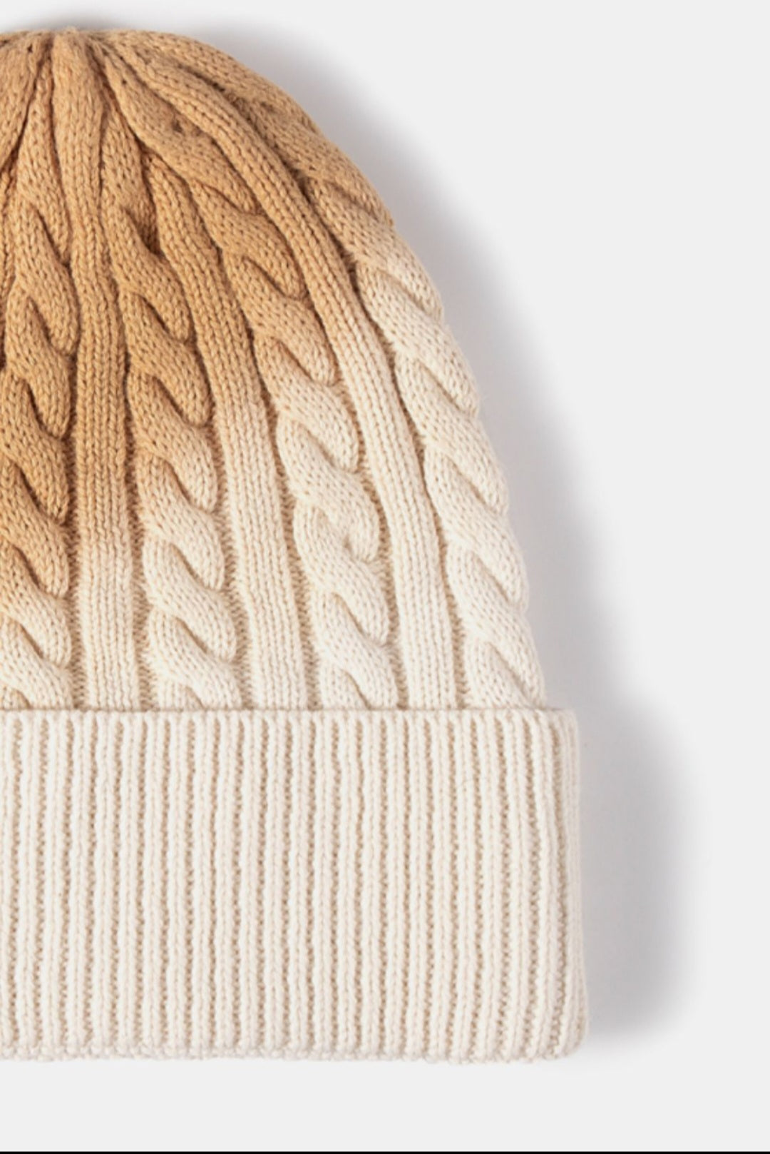Contrast Tie-Dye Cable-Knit Cuffed Beanie