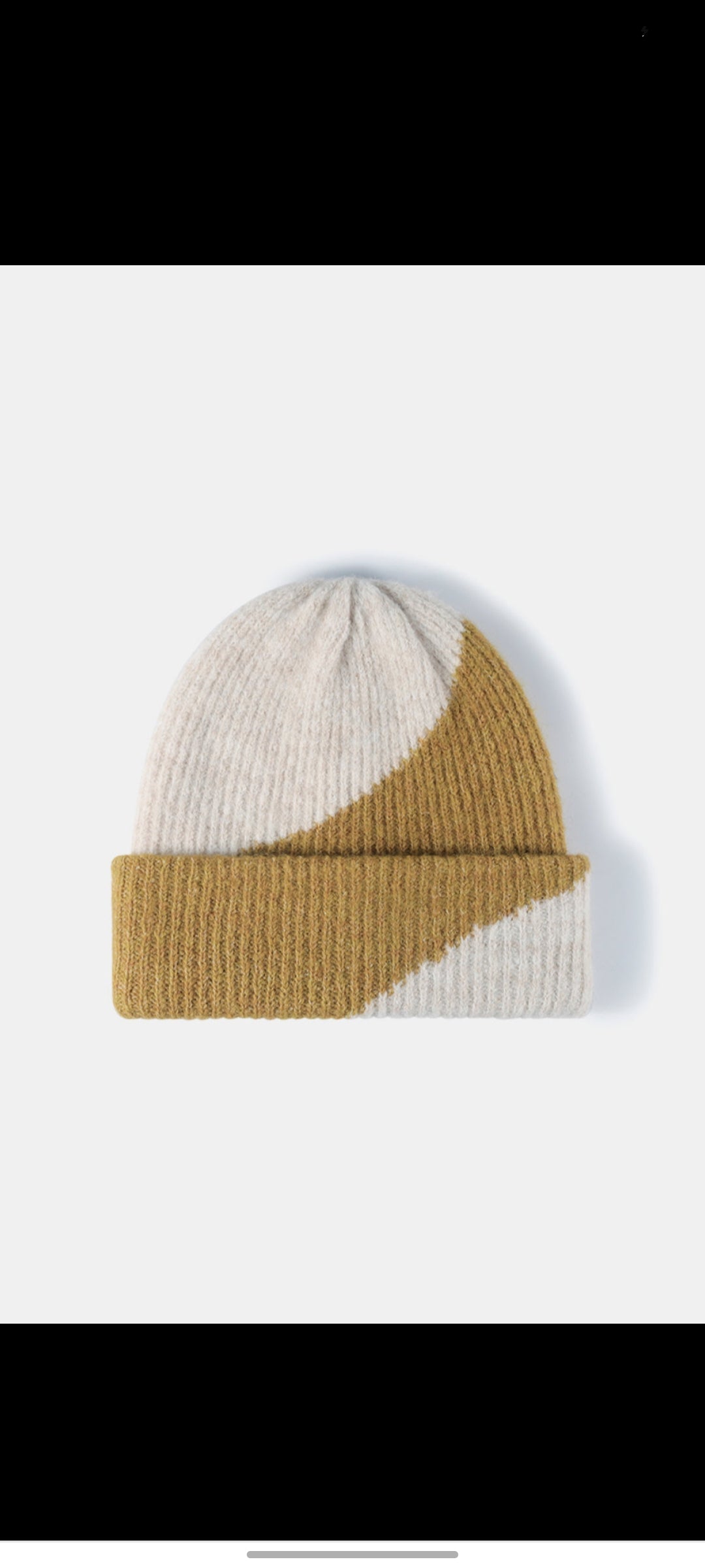 Contrast Rib-Knit Cuffed Beanie