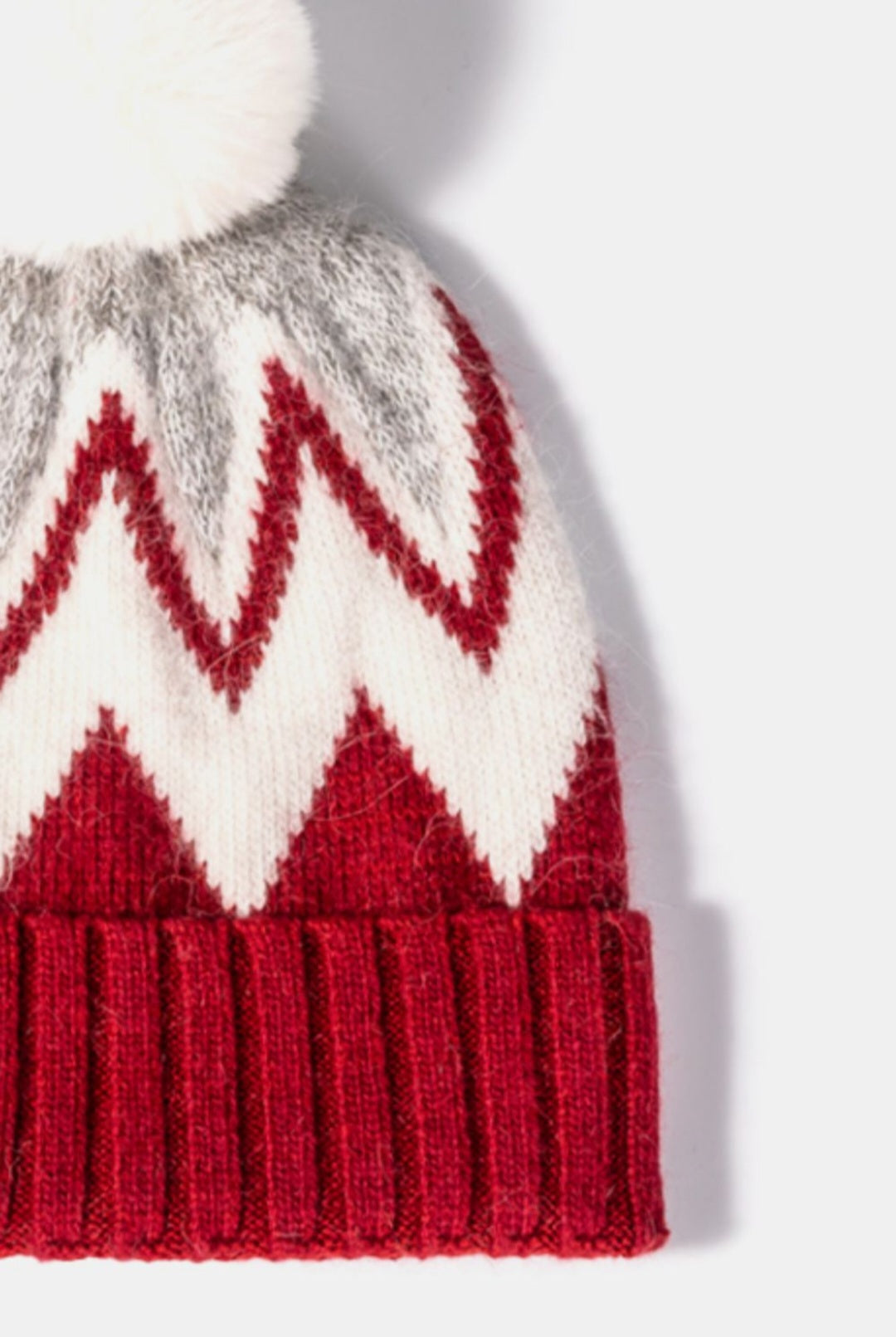 Chevron Pom-Pom Cuffed Beanie