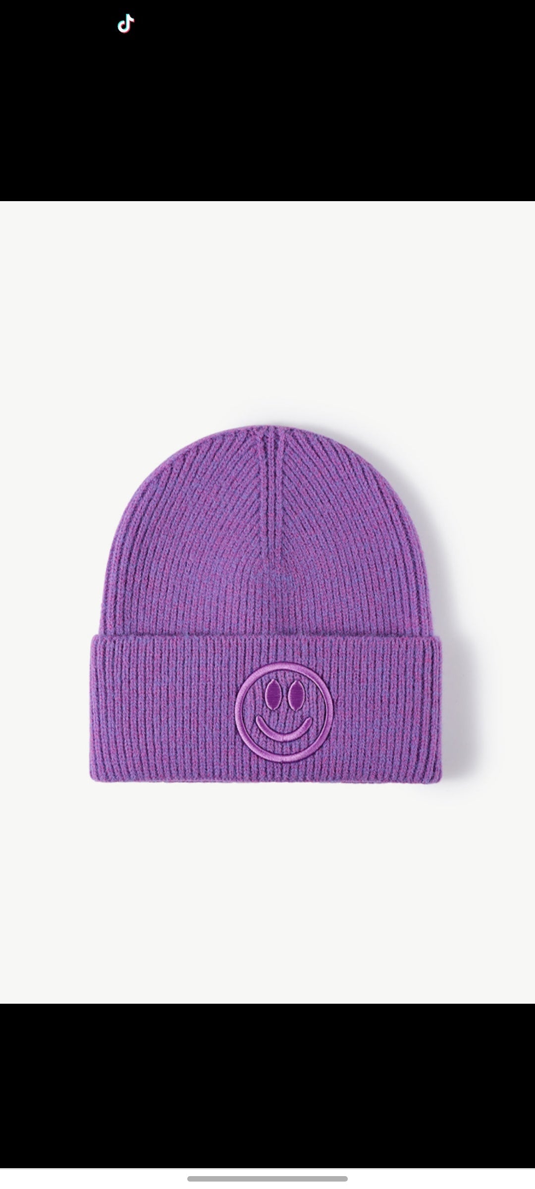 Smiley Face Rib-Knit Beanie