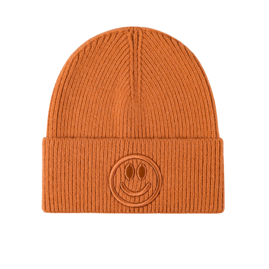 Smiley Face Rib-Knit Beanie