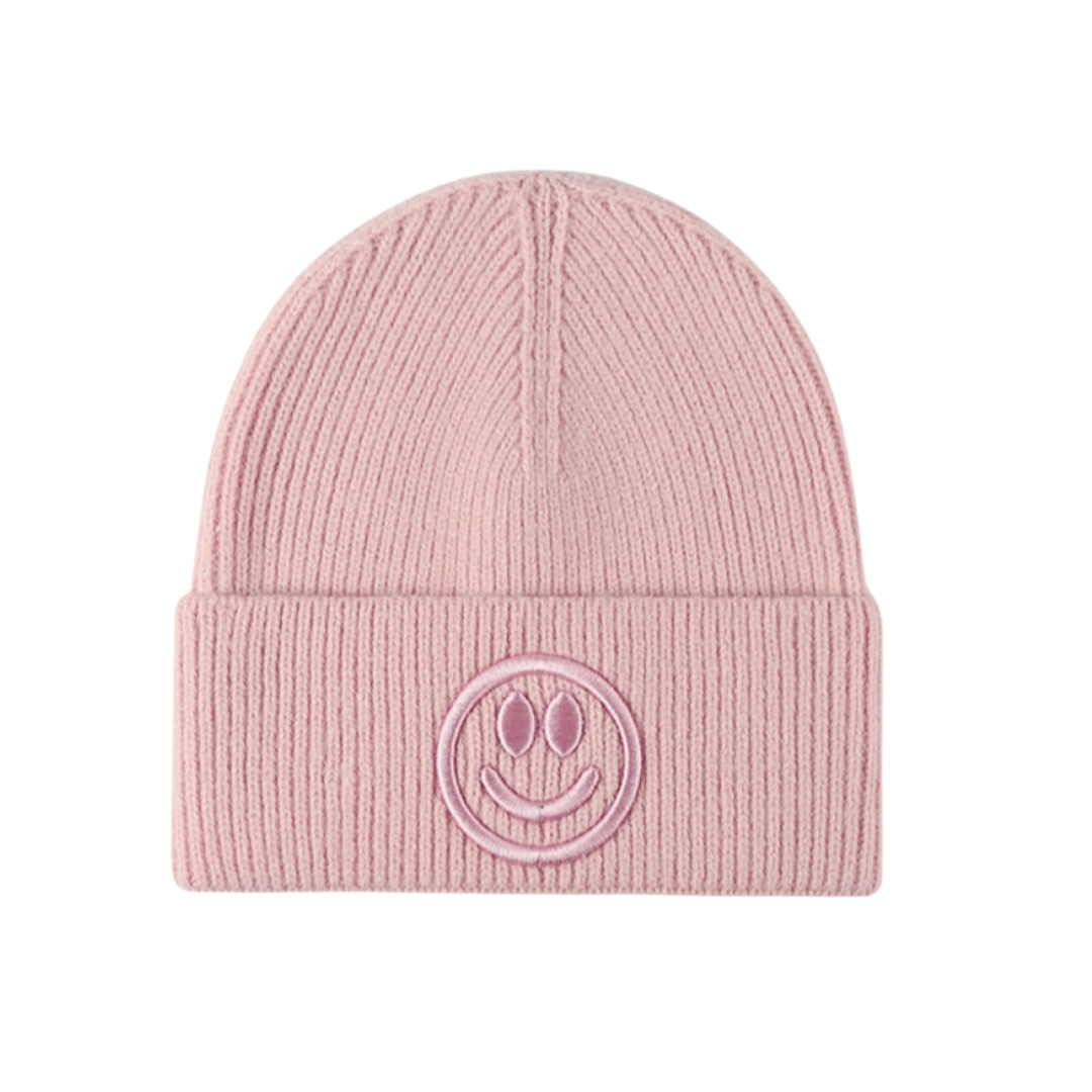 Smiley Face Rib-Knit Beanie
