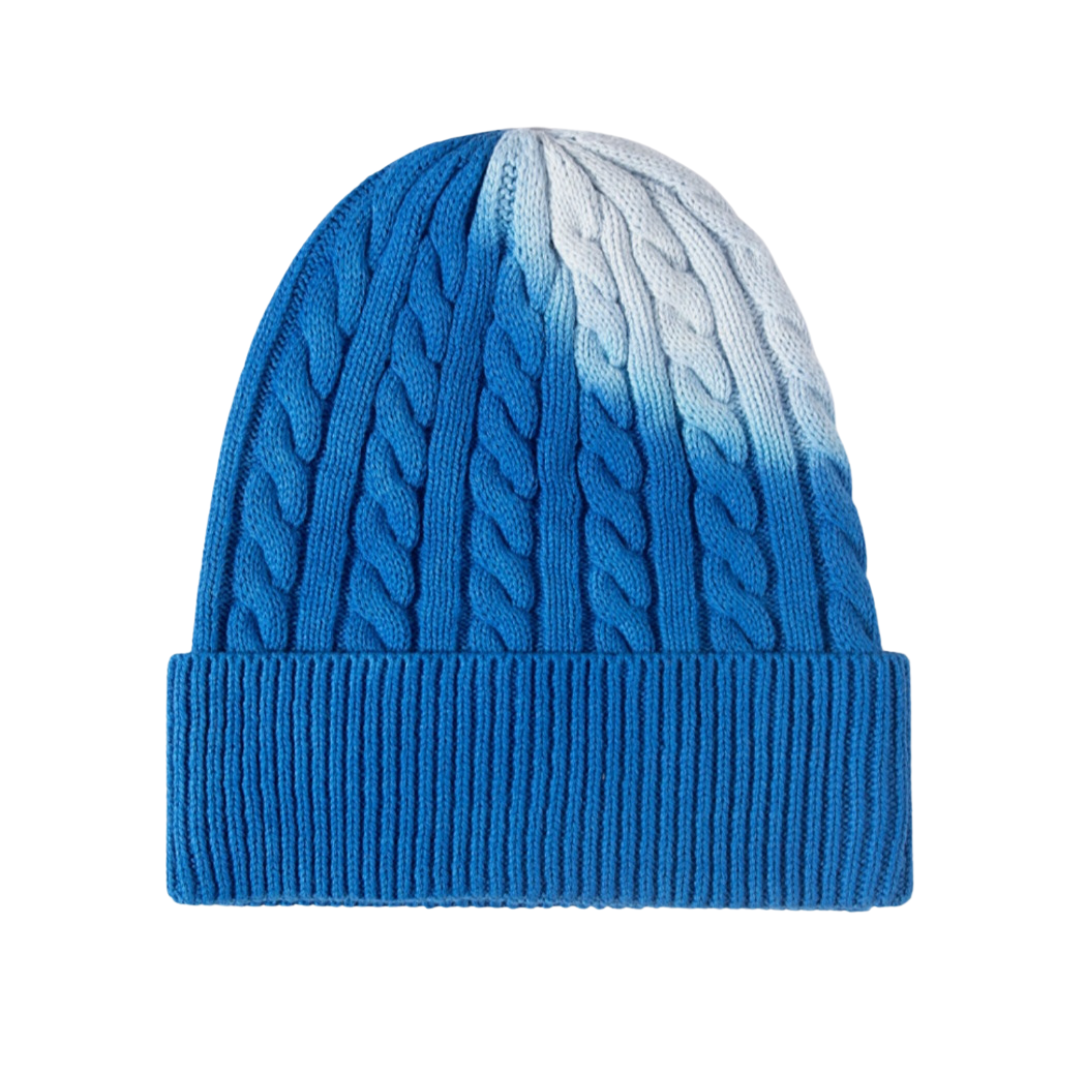 Contrast Tie-Dye Cable-Knit Cuffed Beanie