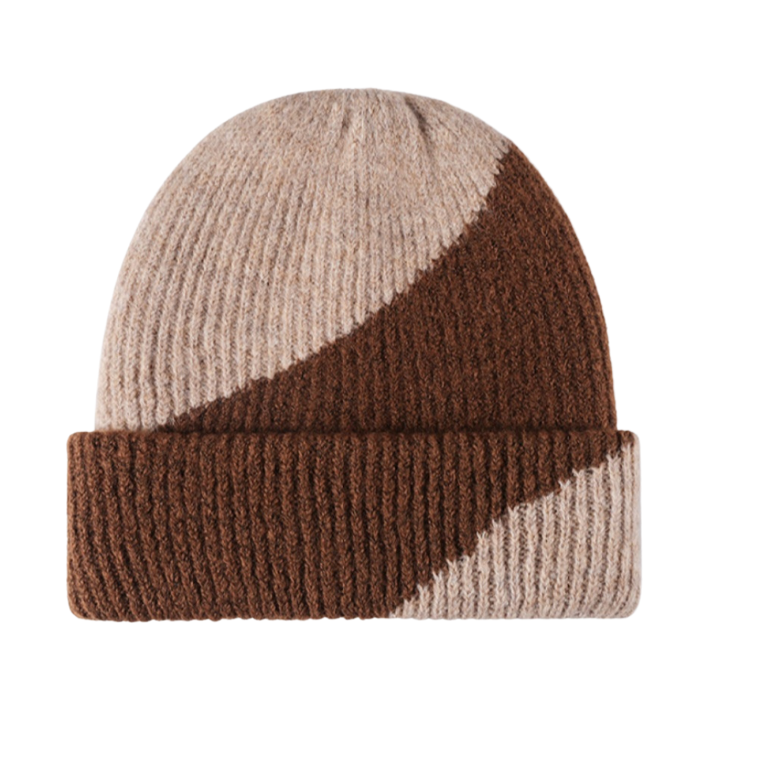 Contrast Rib-Knit Cuffed Beanie