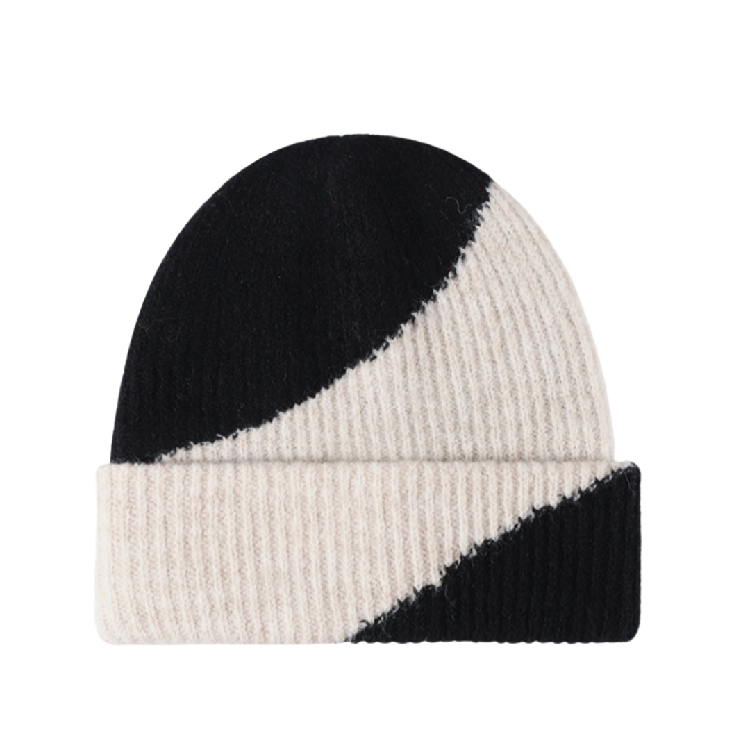 Contrast Rib-Knit Cuffed Beanie
