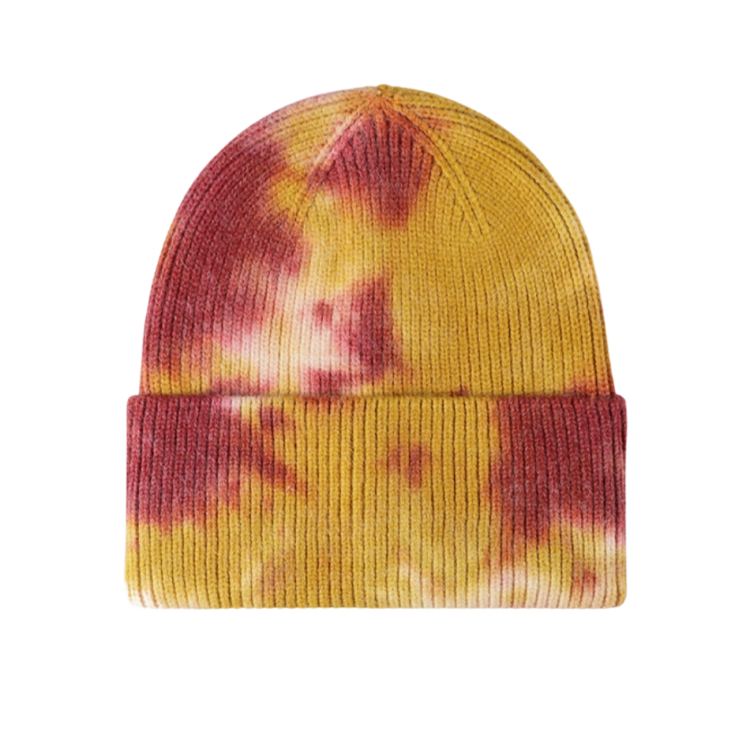 Tie-Dye Cuffed Rib-Knit Beanie Hat
