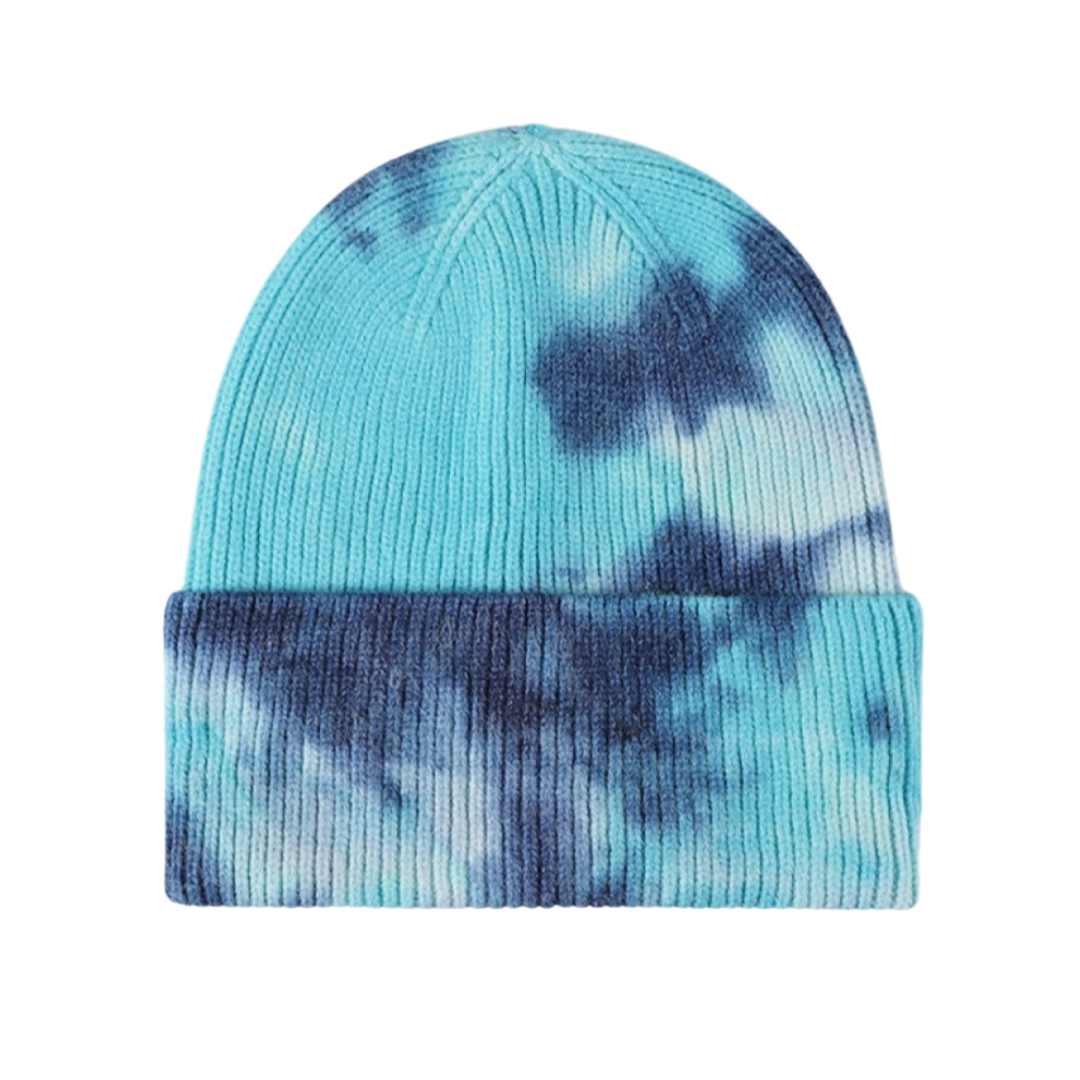 Tie-Dye Cuffed Rib-Knit Beanie Hat