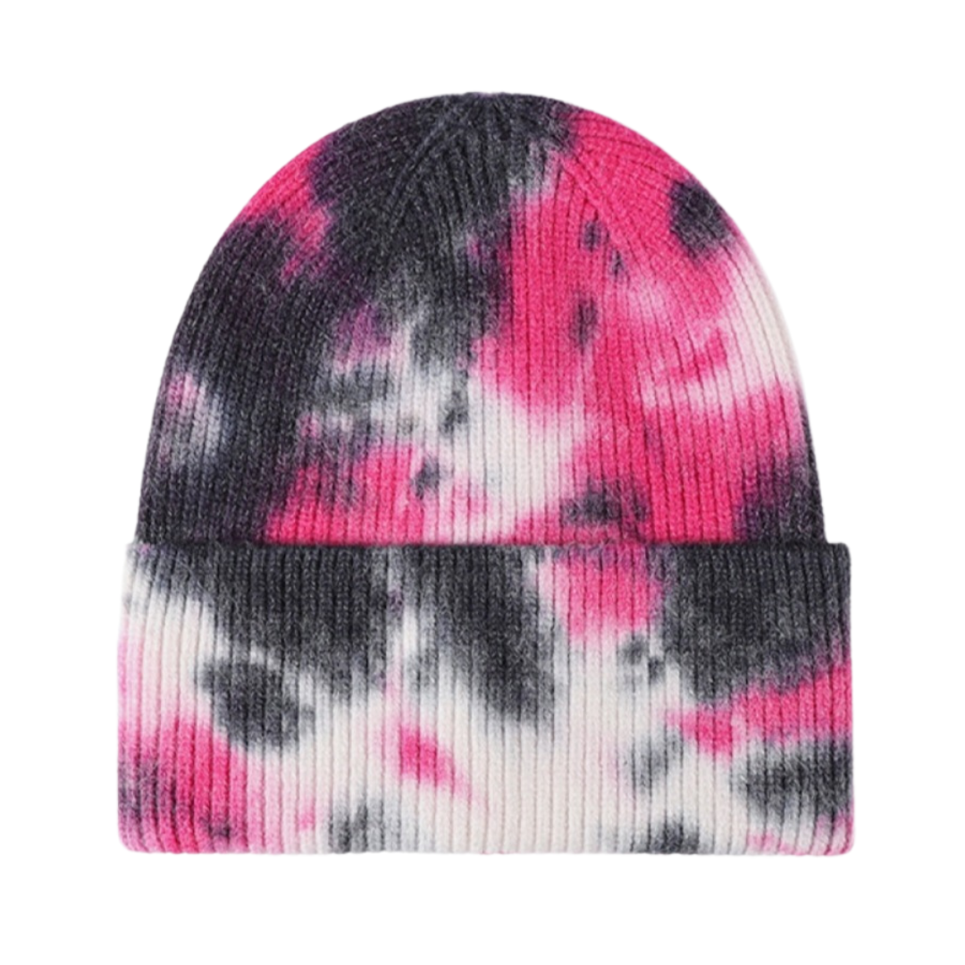 Tie-Dye Cuffed Rib-Knit Beanie Hat