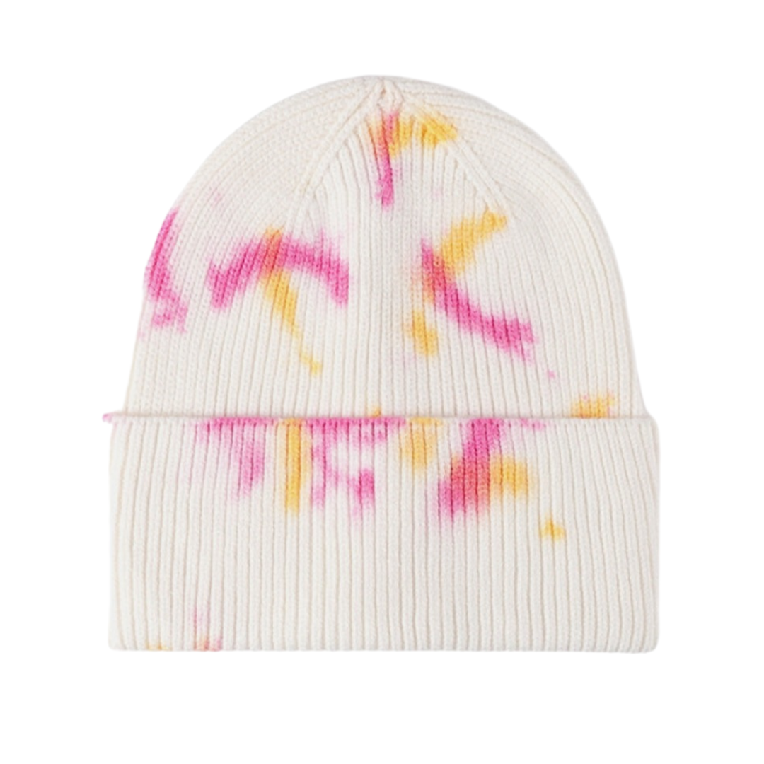 Tie-Dye Cuffed Rib-Knit Beanie Hat