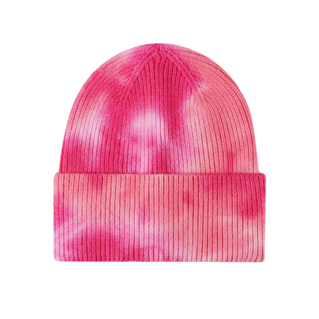 Tie-Dye Cuffed Rib-Knit Beanie Hat