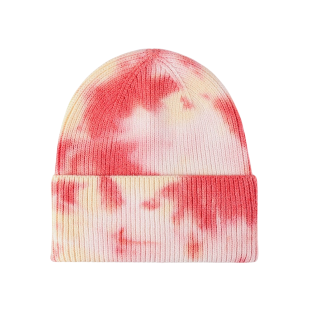 Tie-Dye Cuffed Rib-Knit Beanie Hat