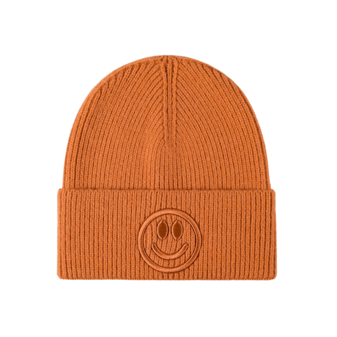 Smiley Face Rib-Knit Beanie