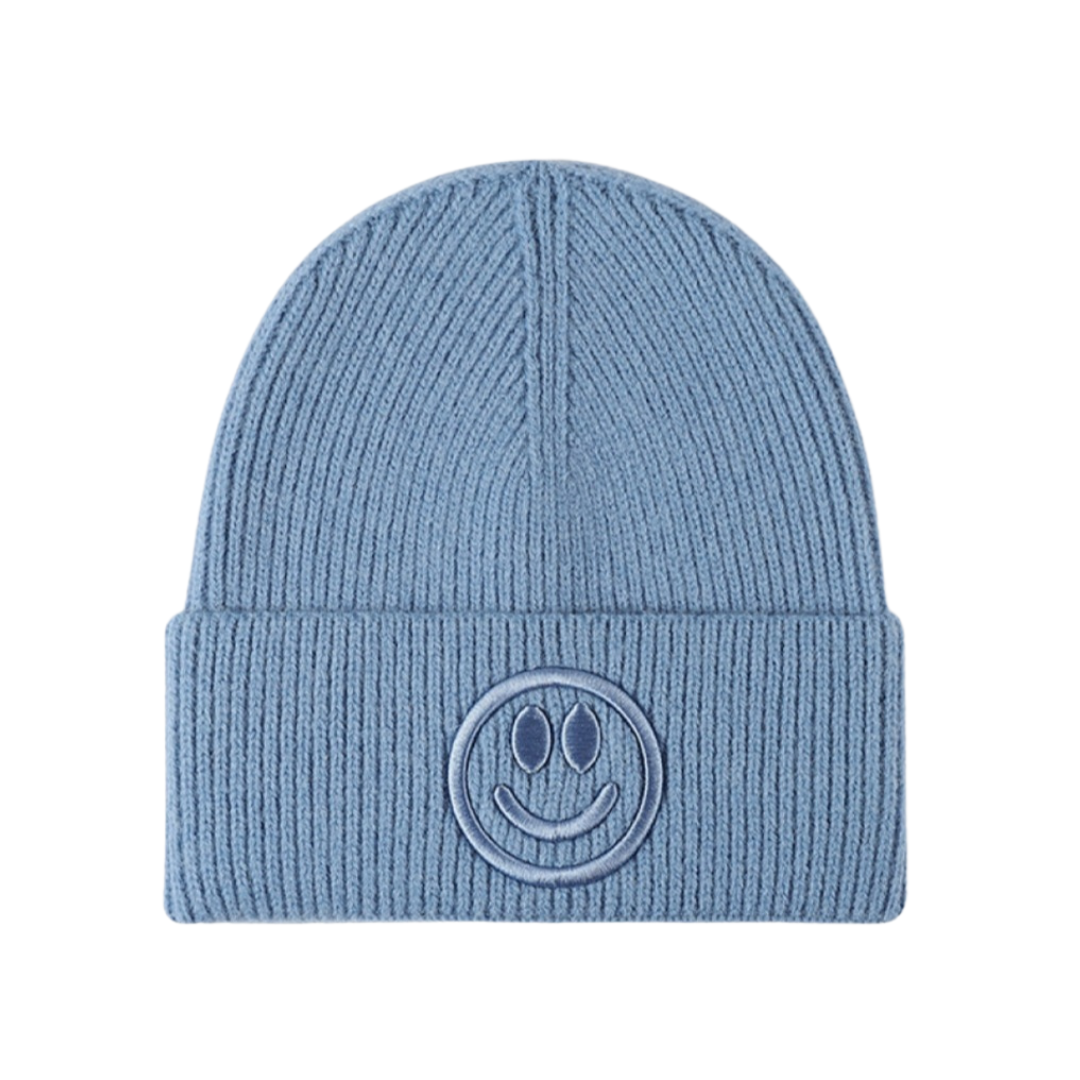 Smiley Face Rib-Knit Beanie