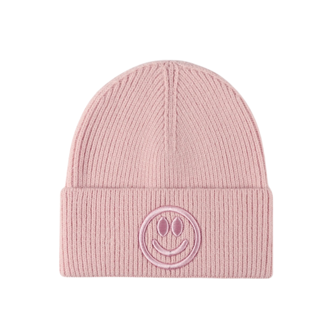 Smiley Face Rib-Knit Beanie