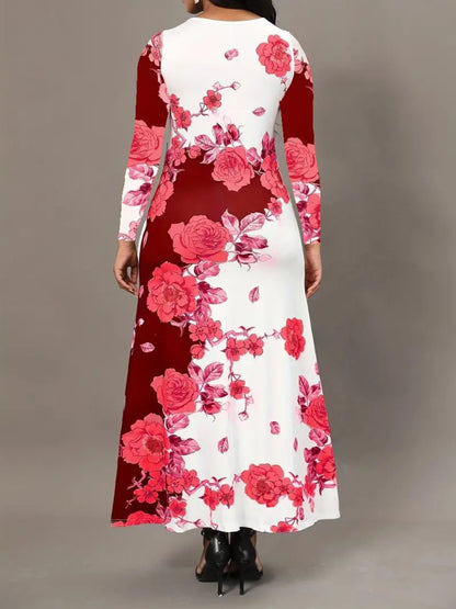 Pocketed Printed Long Sleeve Dress