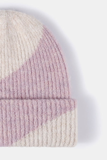 Contrast Rib-Knit Cuffed Beanie