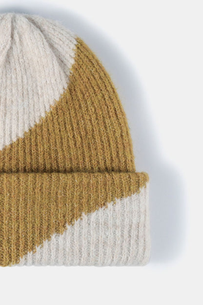 Contrast Rib-Knit Cuffed Beanie