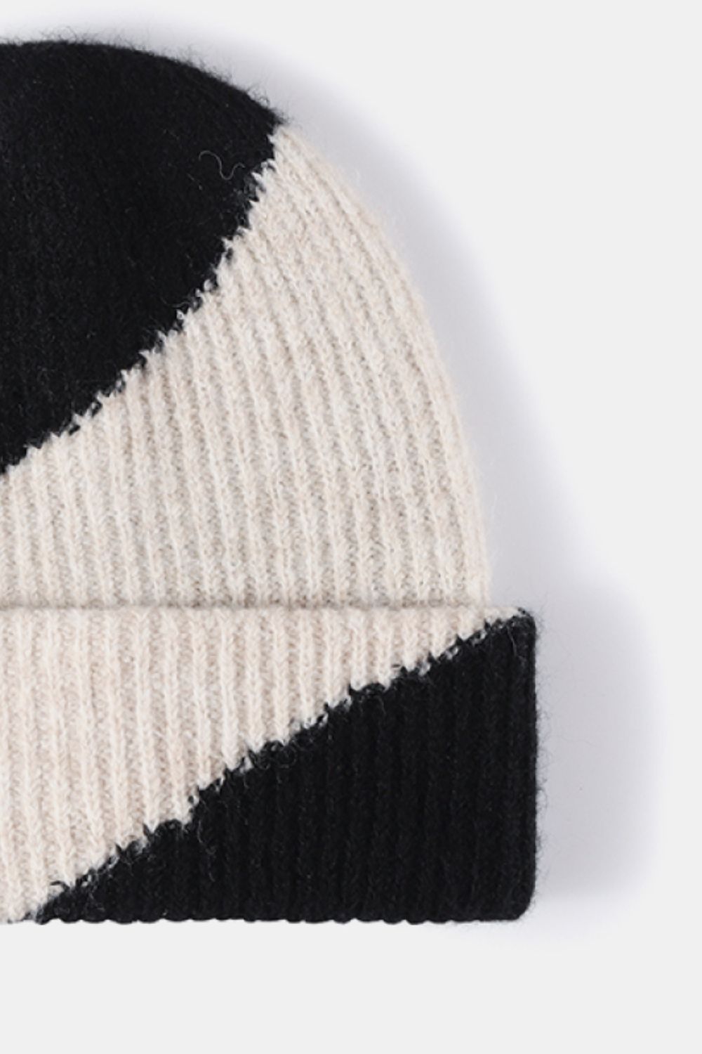 Contrast Rib-Knit Cuffed Beanie