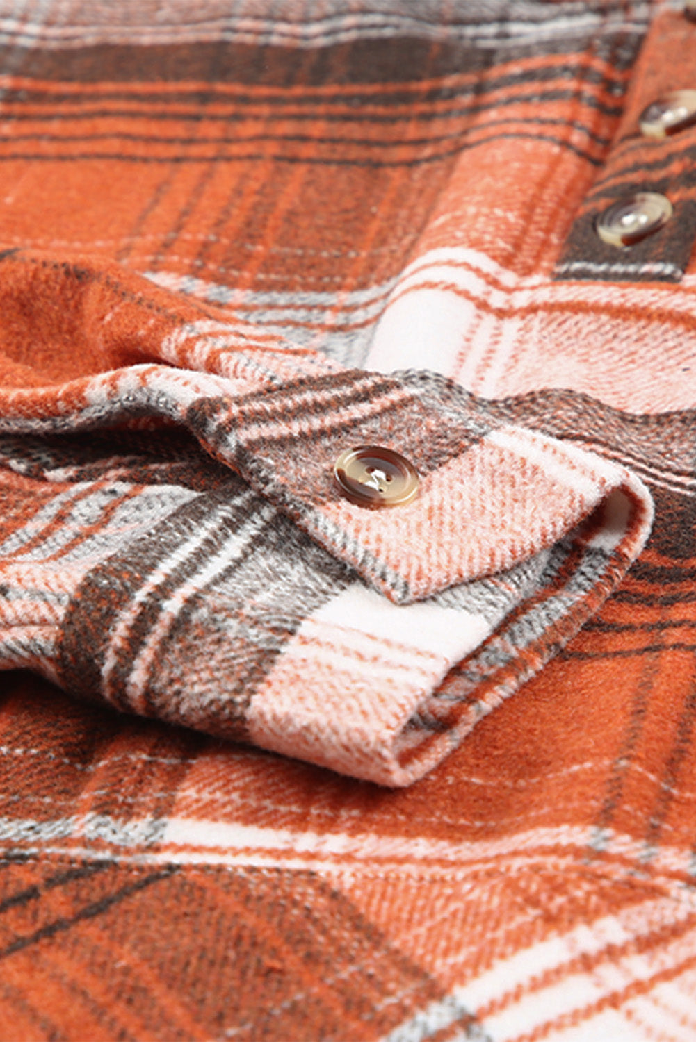Plaid Drawstring Detail Hoodie with Pockets