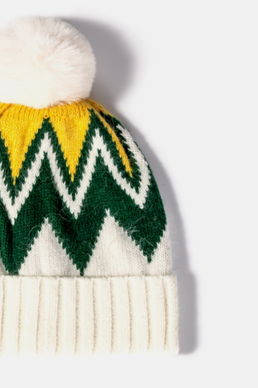 Chevron Pom-Pom Cuffed Beanie