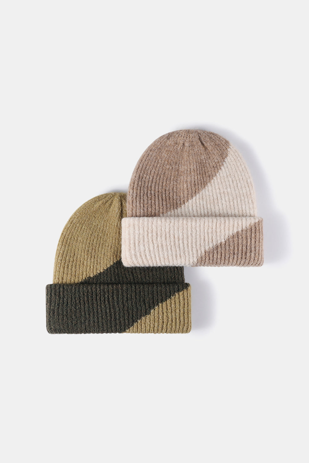 Contrast Rib-Knit Cuffed Beanie