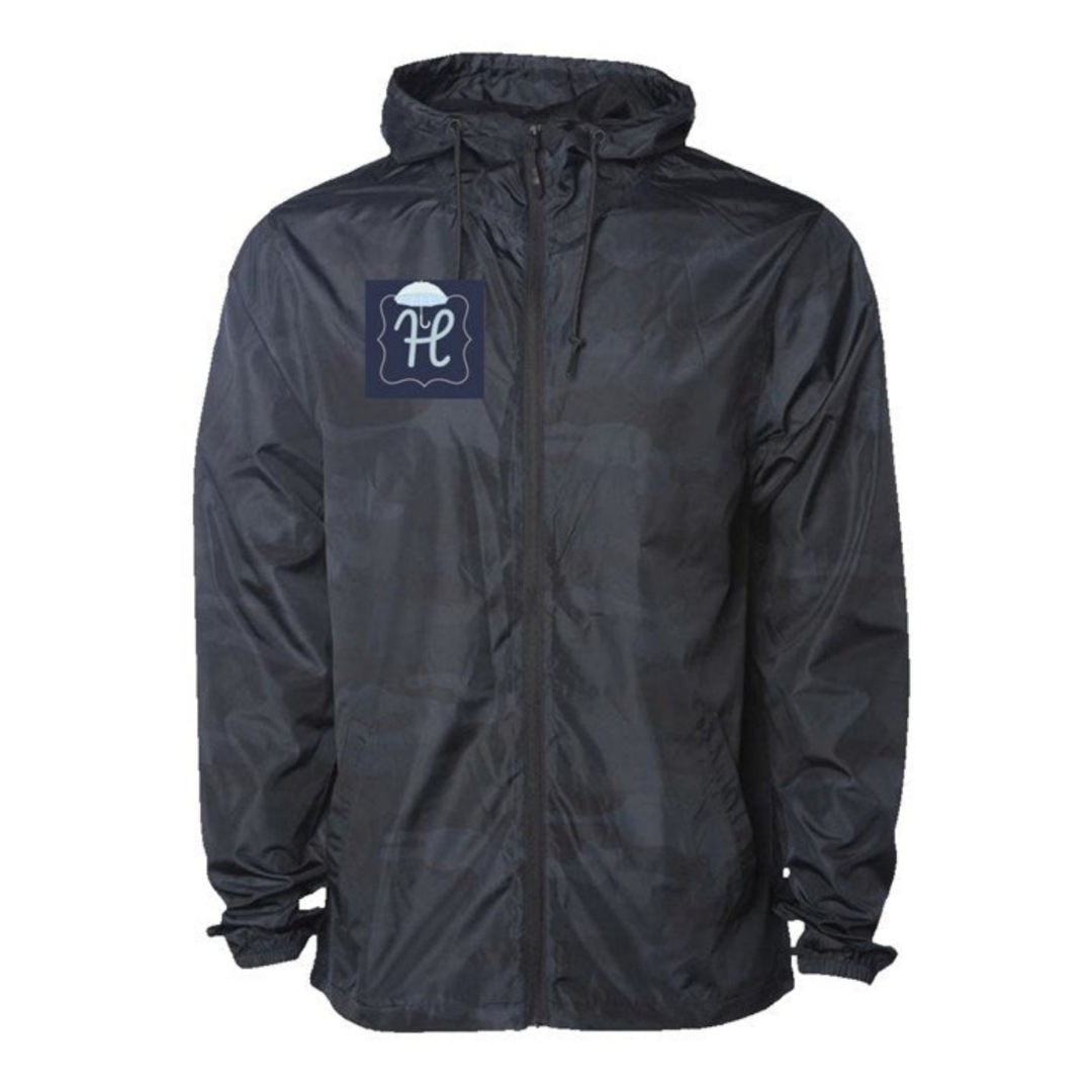 Black Camo Water Resistant Windbreaker