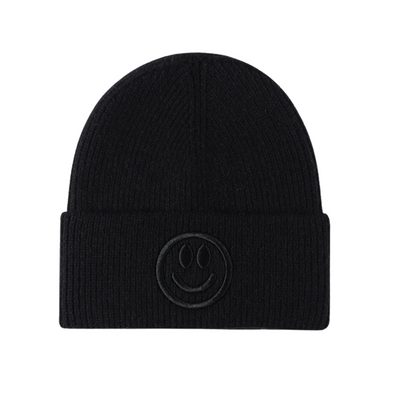 Smiley Face Rib-Knit Beanie