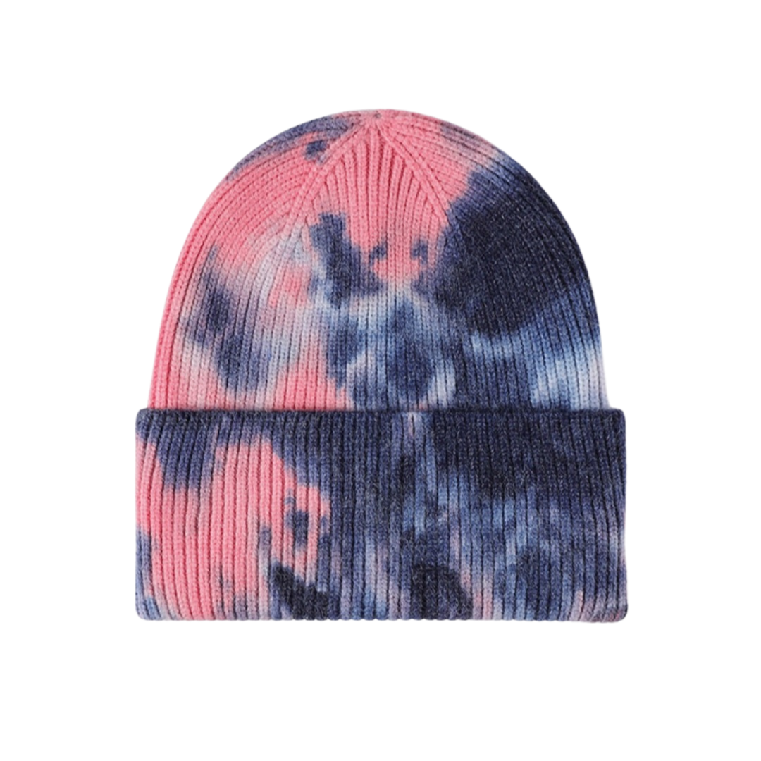 Tie-Dye Cuffed Rib-Knit Beanie Hat