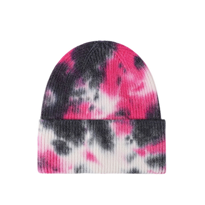 Tie-Dye Cuffed Rib-Knit Beanie Hat