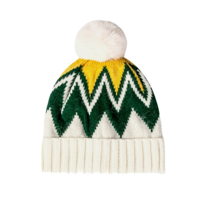 Chevron Pom-Pom Cuffed Beanie