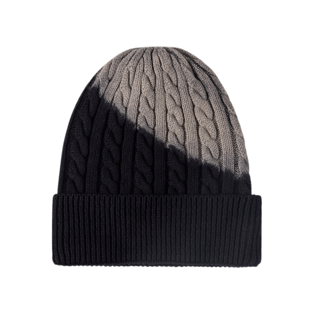 Contrast Tie-Dye Cable-Knit Cuffed Beanie