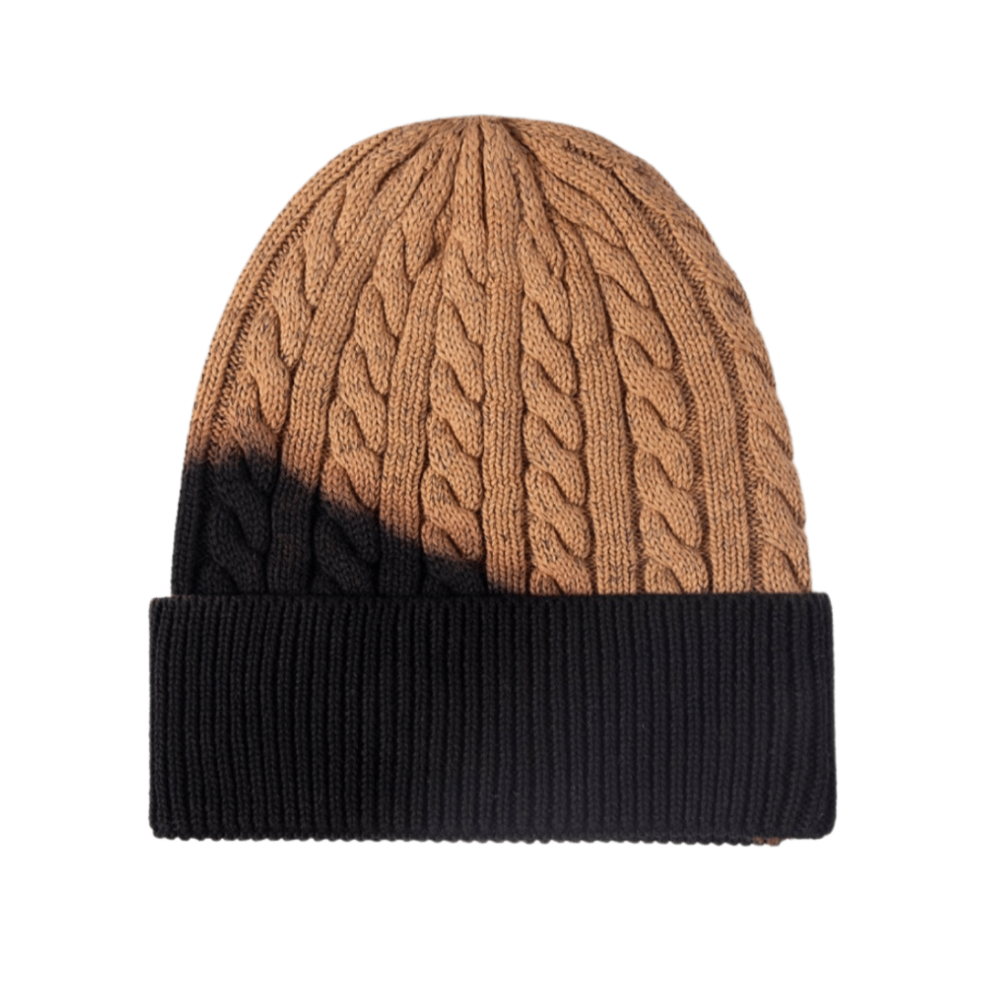 Contrast Tie-Dye Cable-Knit Cuffed Beanie