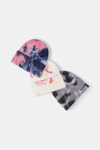 Tie-Dye Cuffed Rib-Knit Beanie Hat