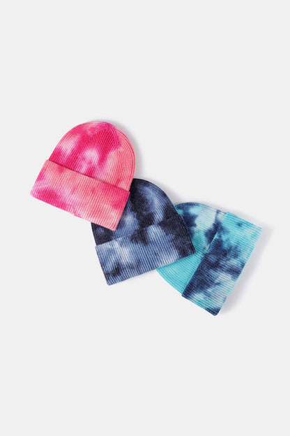 Tie-Dye Cuffed Rib-Knit Beanie Hat