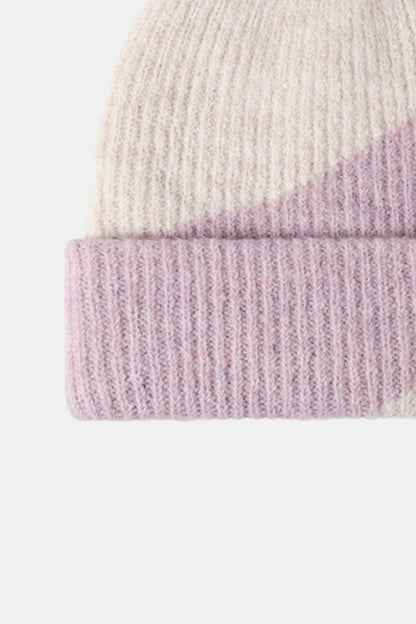 Contrast Rib-Knit Cuffed Beanie