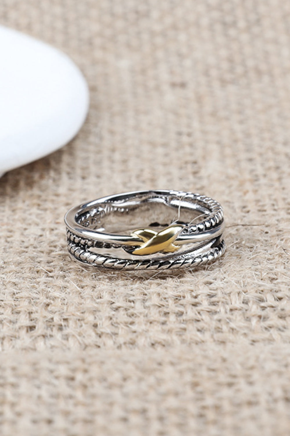 Crisscross Detail Copper Ring