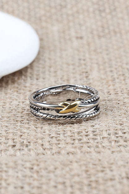 Crisscross Detail Copper Ring