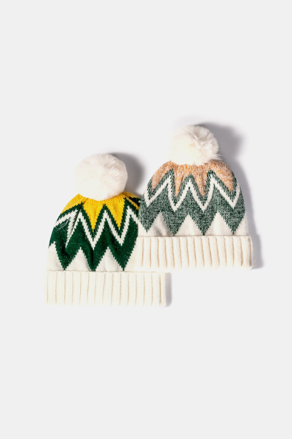 Chevron Pom-Pom Cuffed Beanie