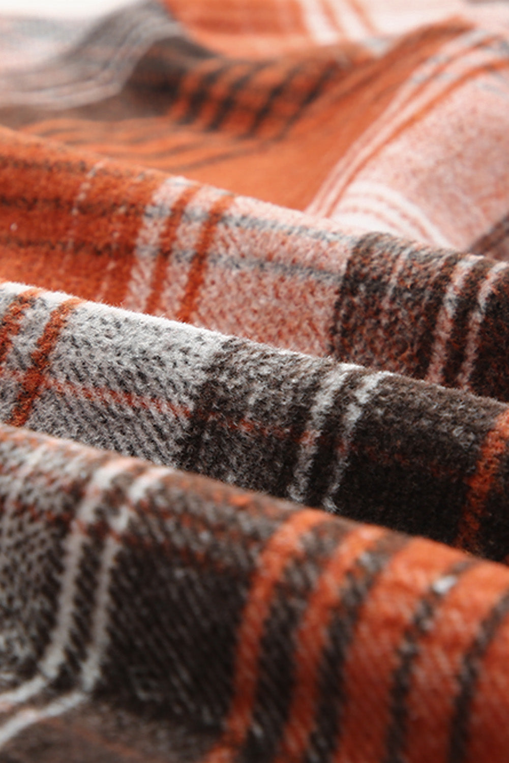 Plaid Drawstring Detail Hoodie with Pockets