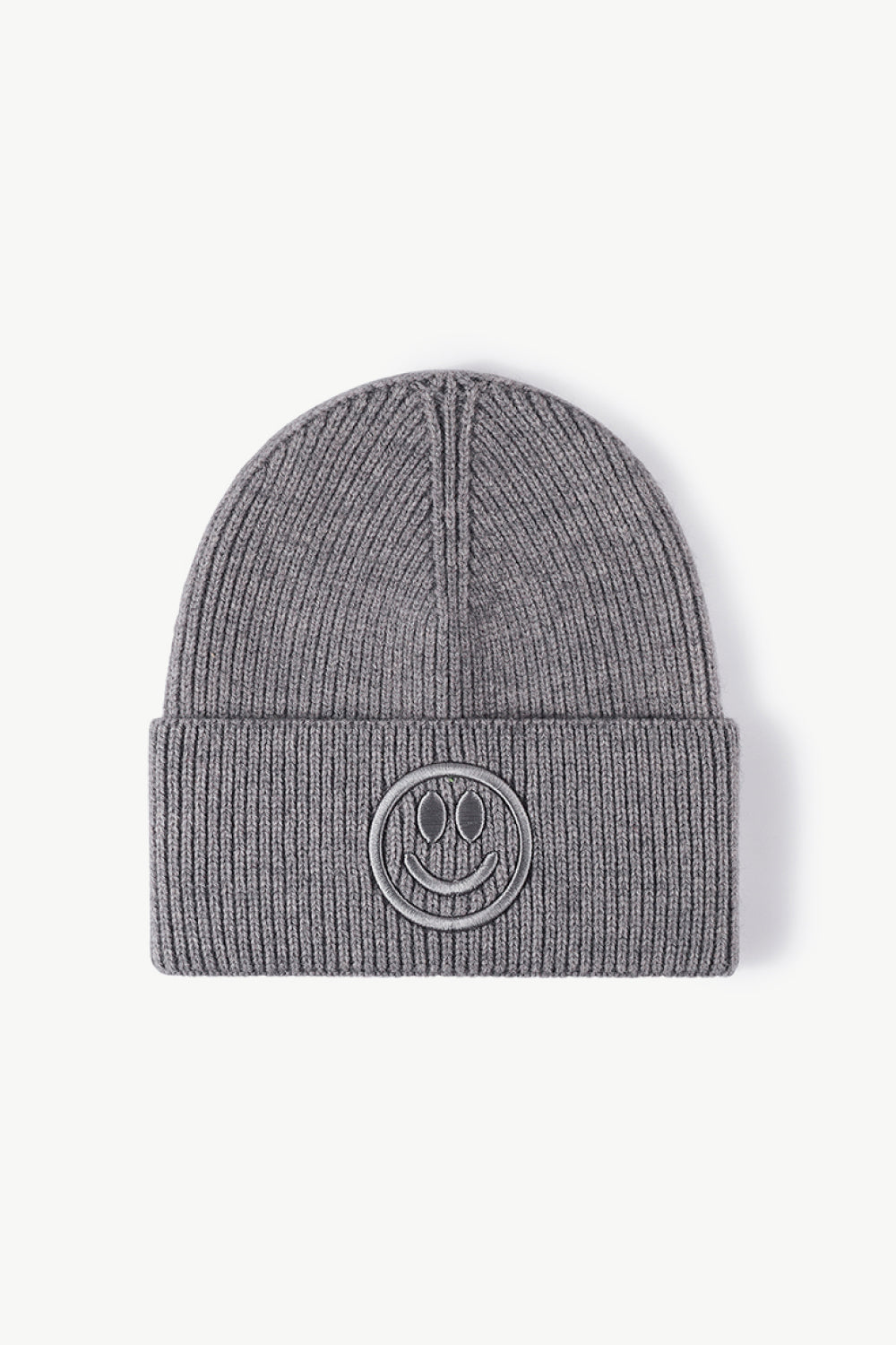 Smiley Face Rib-Knit Beanie