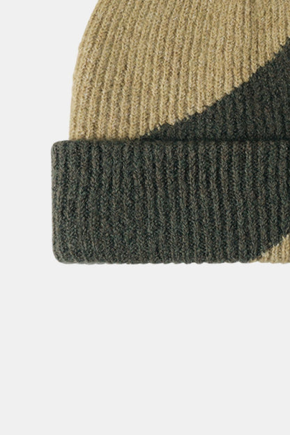 Contrast Rib-Knit Cuffed Beanie