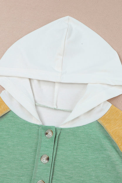 Color Block Quarter Button Hoodie