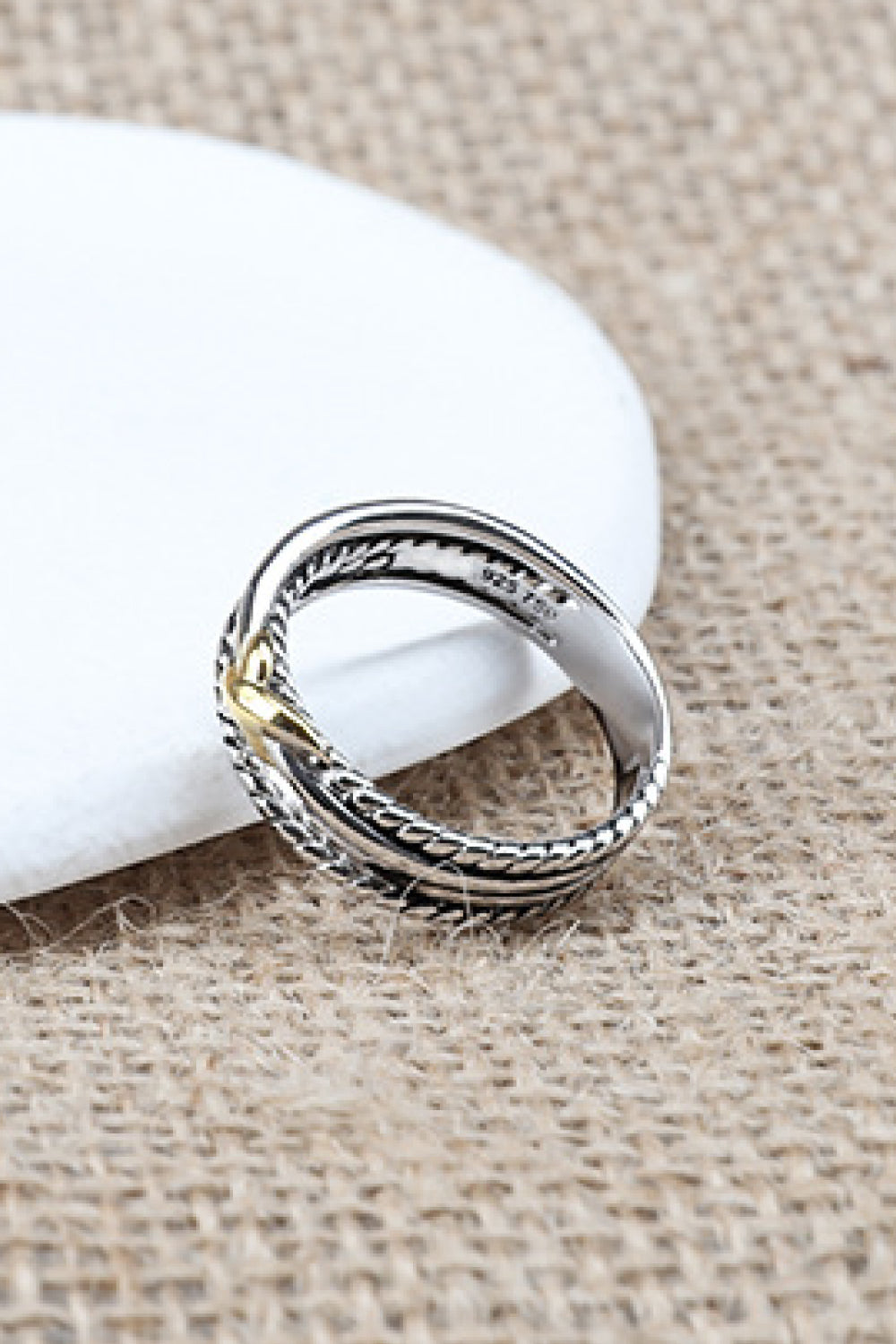 Crisscross Detail Copper Ring