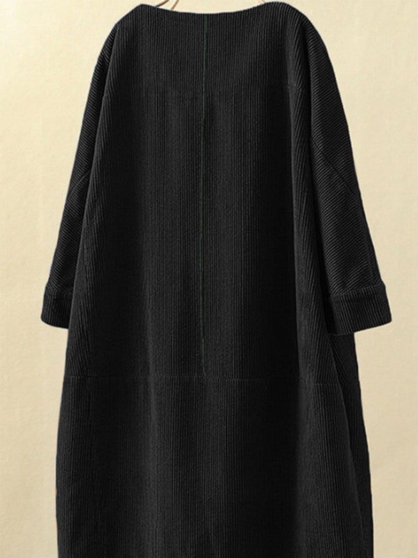 Autumn And Winter New Corduroy Retro Solid Dress